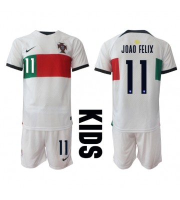 Portugal Joao Felix #11 Replika Babytøj Udebanesæt Børn VM 2022 Kortærmet (+ Korte bukser)